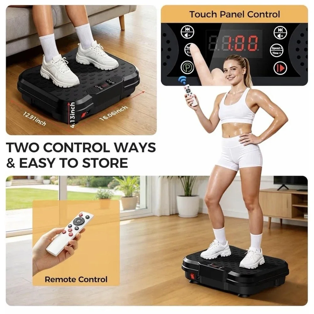 NXSCI Vibration Plate Exercise Machine 9 Programs 500lb Max Black W/Remote
